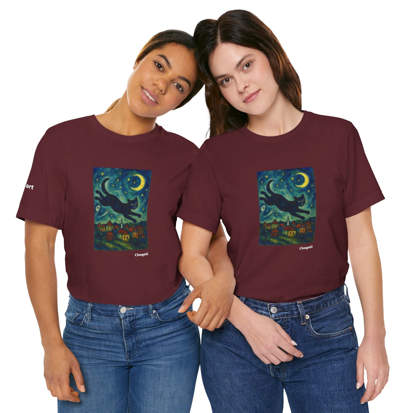 T-shirt unisex CATART - MARC CHAGALL - Un dipinto iconico rivisitato con i gatti
