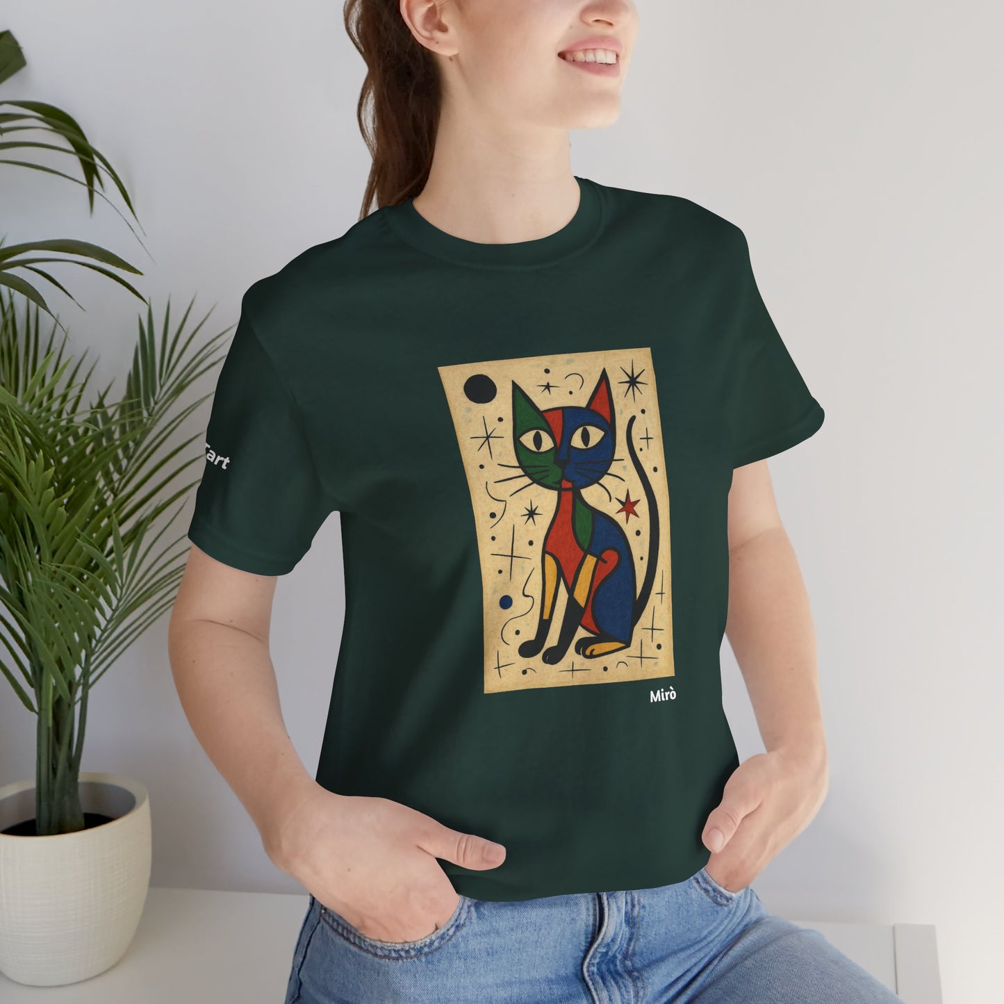 T-shirt unisex CATART - MIRO - Dipinto iconico rivisitato con i gatti