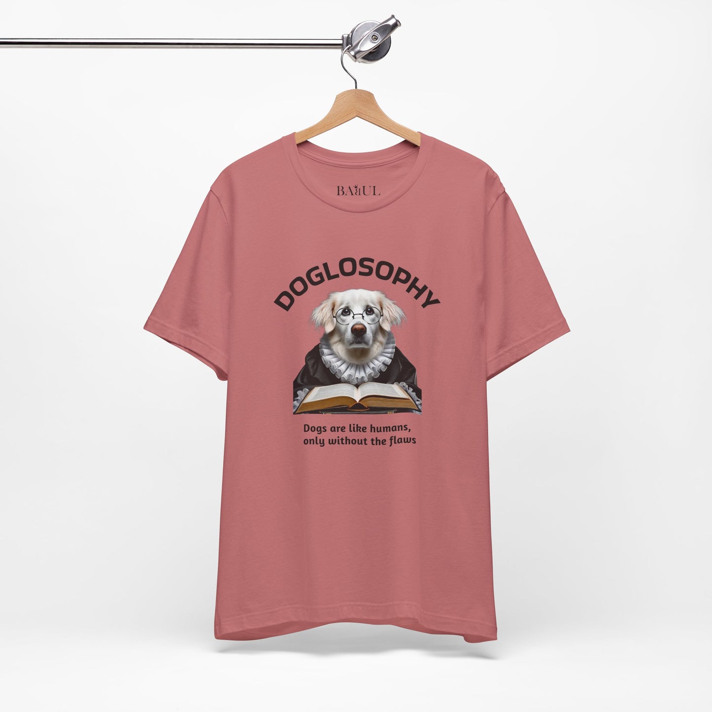 Maglietta a maniche corte unisex Doglosophy – Design "I cani sono come gli umani ma senza difetti"