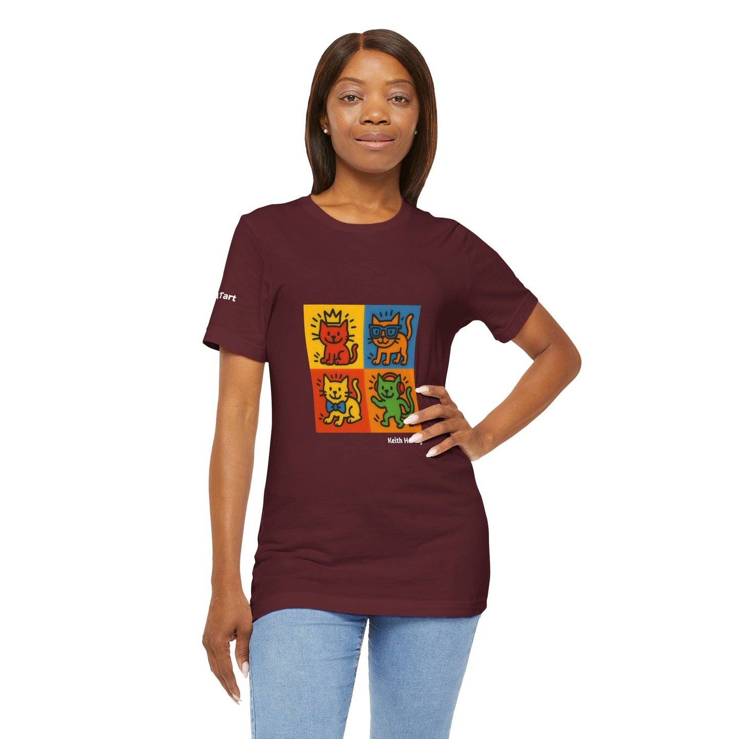 T-shirt unisex CATART - KEITH HARING - Un dipinto iconico rivisitato con i gatti