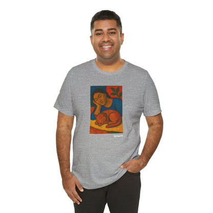 T-shirt unisex CATART - GAUGUIN - Un dipinto iconico rivisitato con i gatti