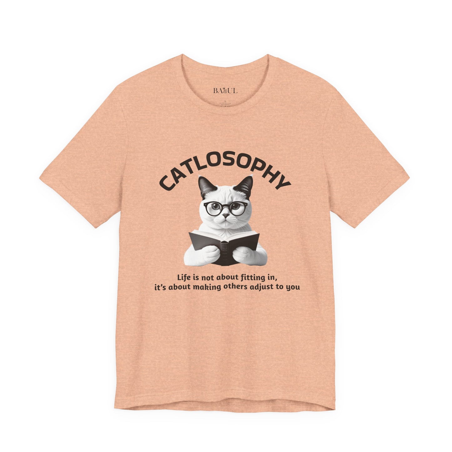 Maglietta a maniche corte unisex Catlosophy – Design "La vita non consiste nell'adattarsi"