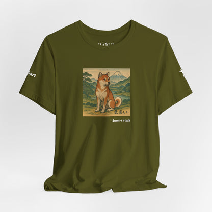 Unisex T-Shirt con cane DOGART - STILE SUMI-E - Dipinto iconico rivisitato con i cani