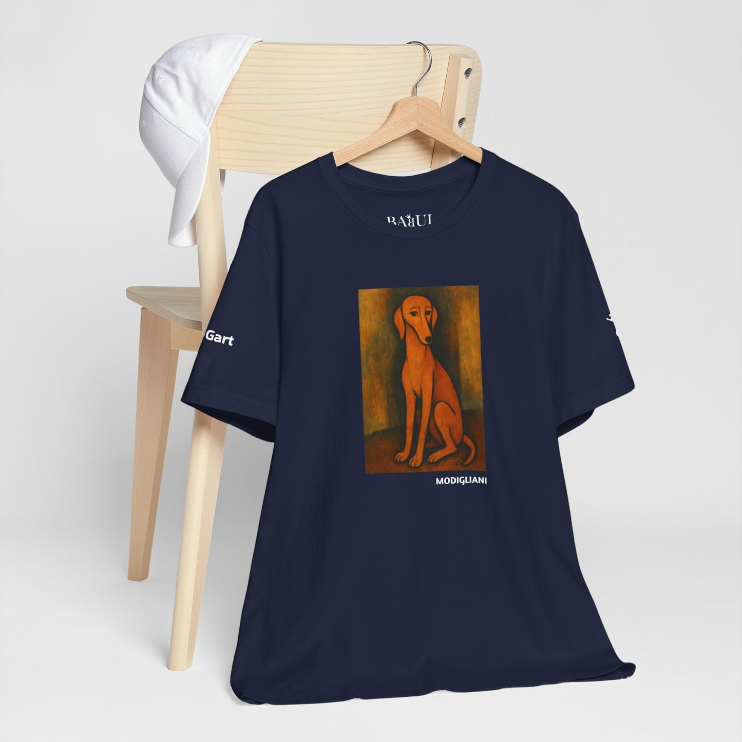 Unisex T-Shirt con cane DOGART  - MODIGLIANI - Un dipinto iconico rivisitato con i cani