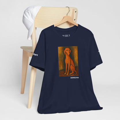 Unisex T-Shirt con cane DOGART  - MODIGLIANI - Un dipinto iconico rivisitato con i cani