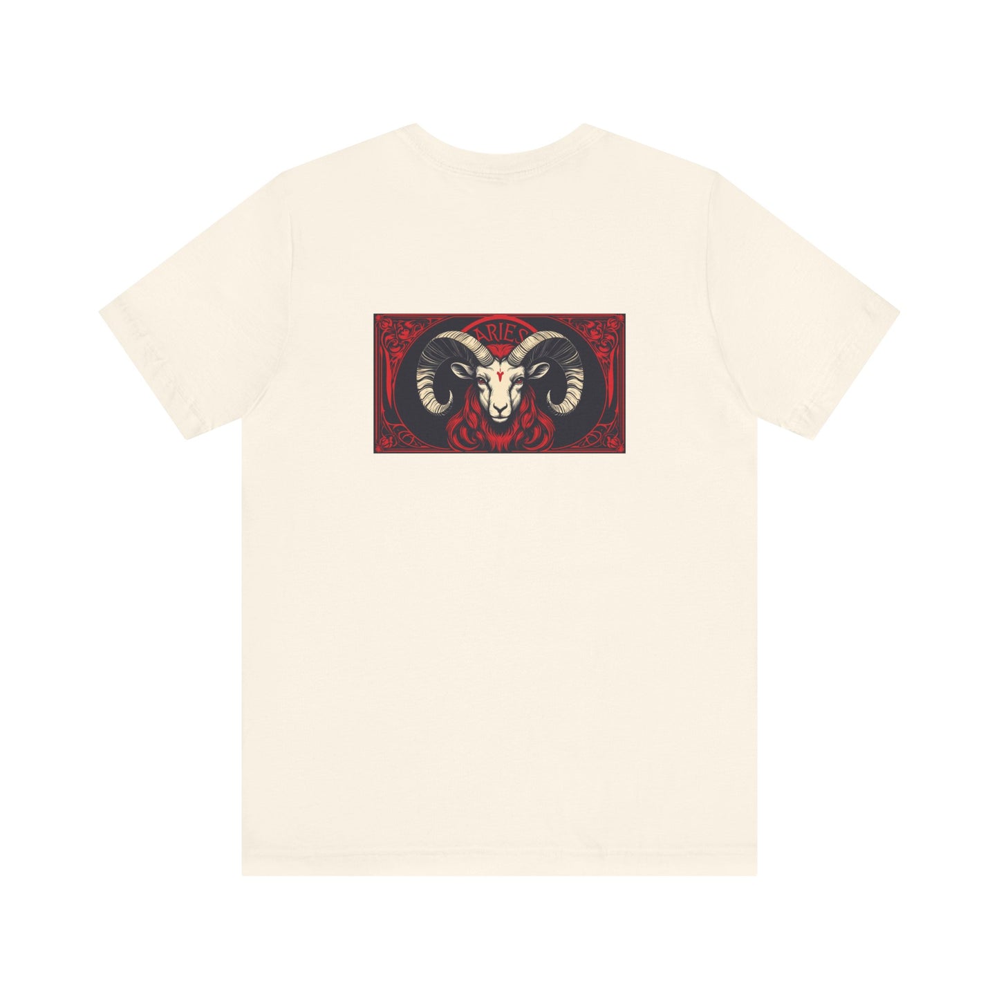 Ariete - Zodiaco gotico, maglietta con grafica rossa sul retro. Zodiaco nell'ombra