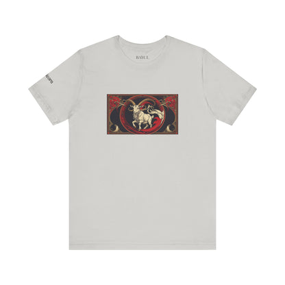 Capricorno - T-shirt Zodiaco gotico. Grafica rossa sul davanti. Zodiaco nell'ombra.