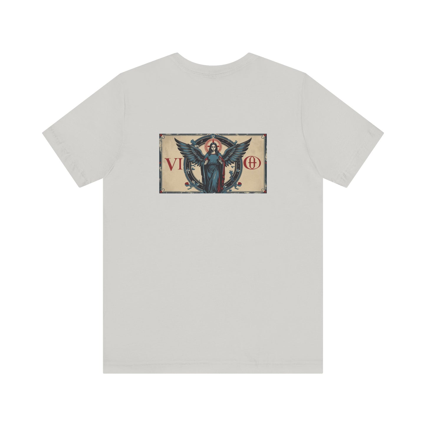 Vergine - T-shirt con segno zodiacale gotico. Grafica blu sul retro. Segno zodiacale nell'ombra.