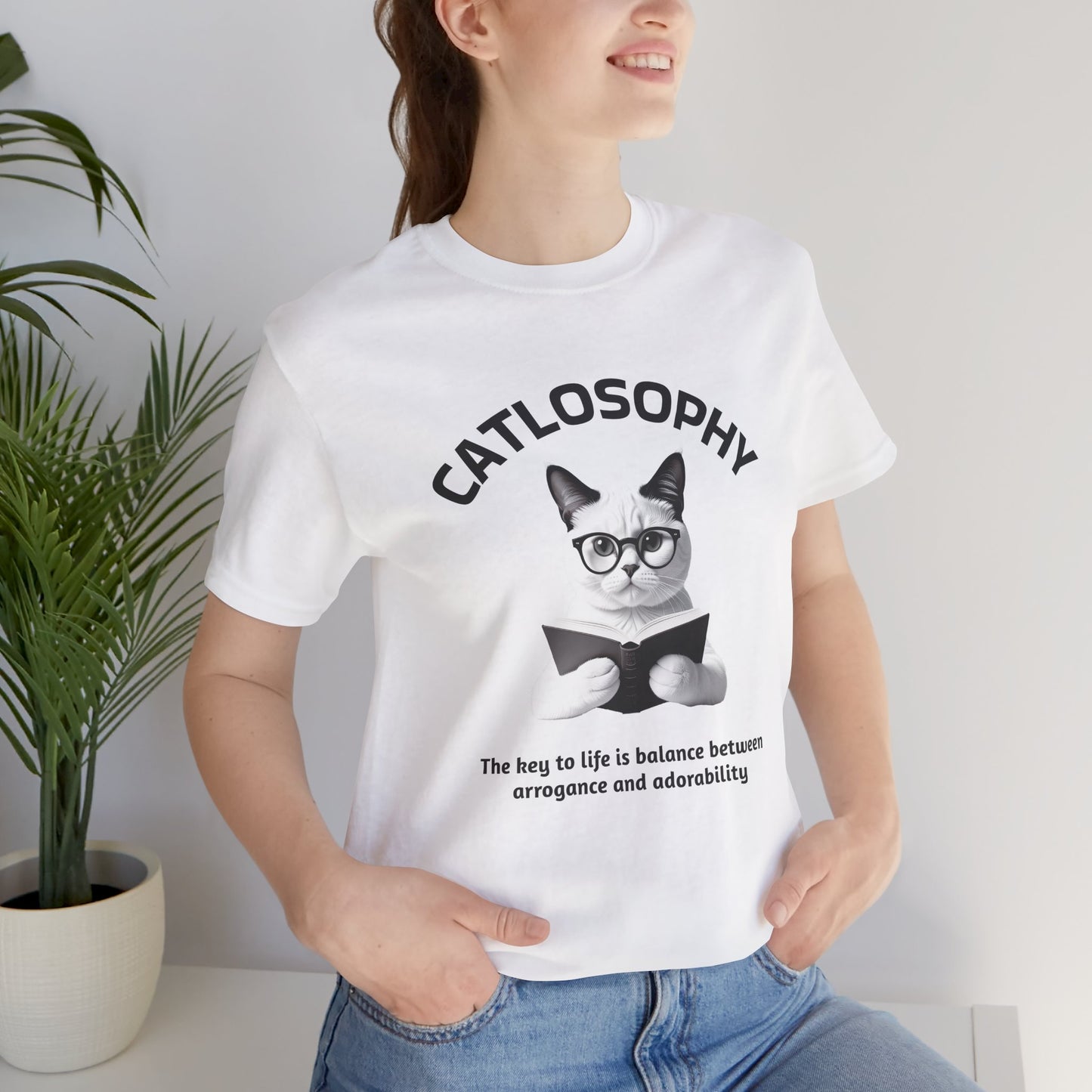 Catlosophy Maglietta unisex a maniche corte in jersey – Design "La chiave della vita"
