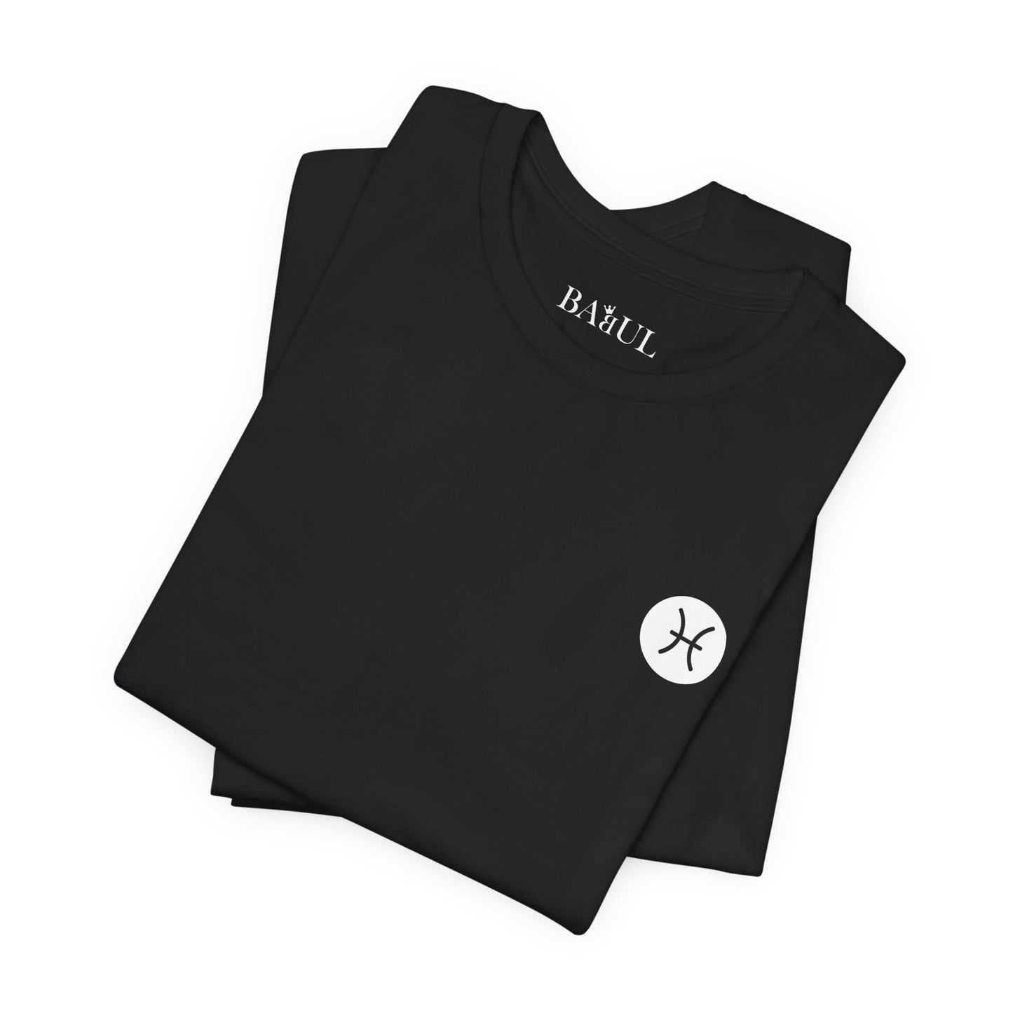 Pesci - T-shirt con lo Zodiaco Gotico. Grafica blu sul retro. Zodiaco nell'ombra.