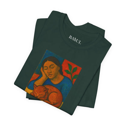 T-shirt unisex CATART - GAUGUIN - Un dipinto iconico rivisitato con i gatti