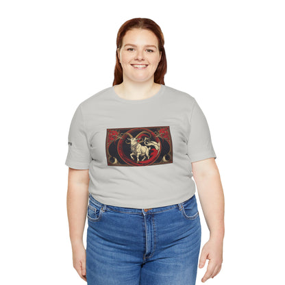 Capricorno - T-shirt Zodiaco gotico. Grafica rossa sul davanti. Zodiaco nell'ombra.