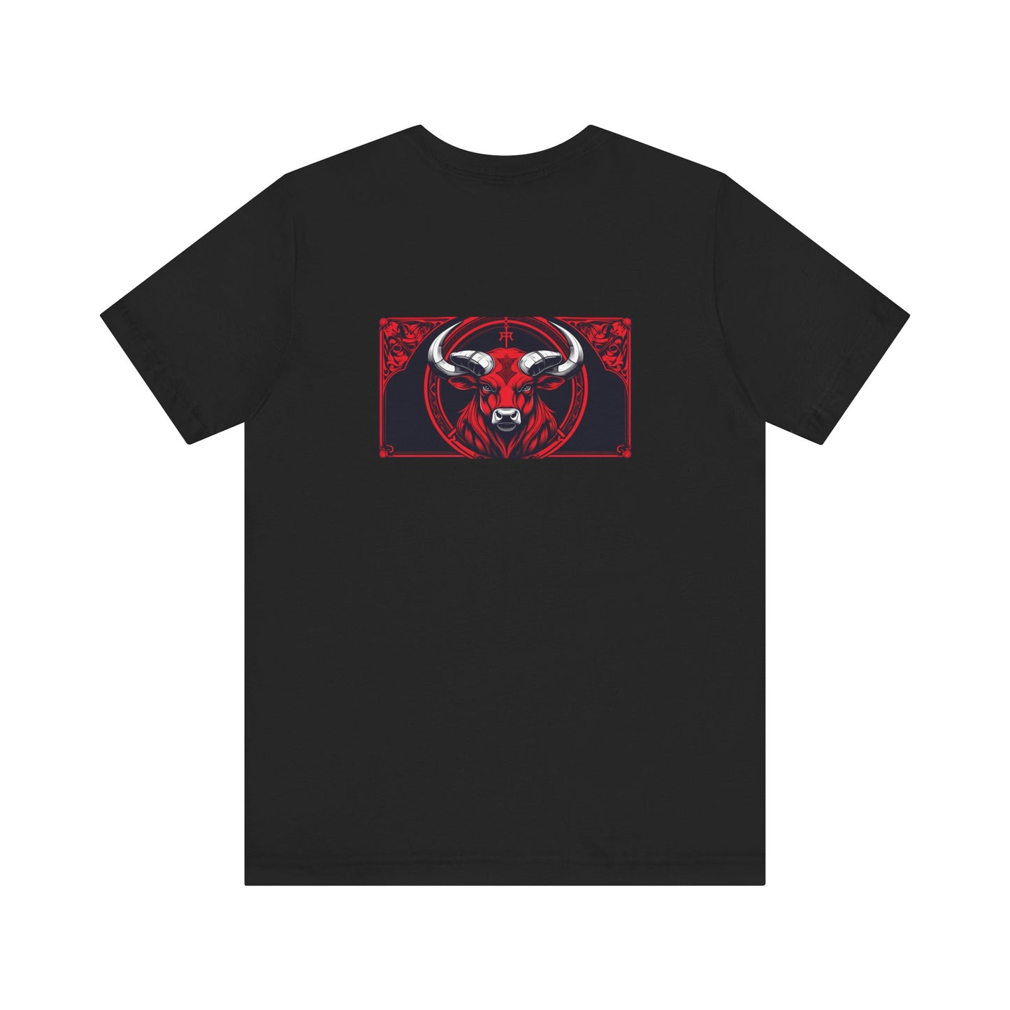 Toro - Zodiaco gotico, maglietta con grafica rossa sul retro. Zodiaco nell'ombra