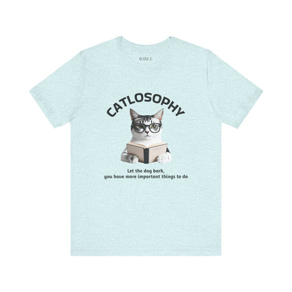 Maglietta a maniche corte unisex Catlosophy – Design "Lascia che il cane abbai"