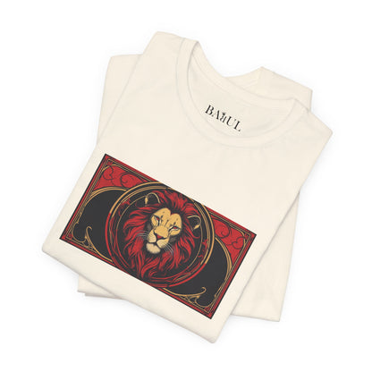 Leone - T-shirt Zodiaco gotico. Grafica rossa sul davanti. Zodiaco nell'ombra.