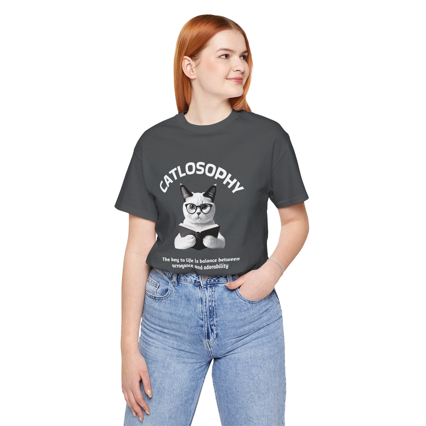 Catlosophy Maglietta unisex a maniche corte in jersey – Design "La chiave della vita"