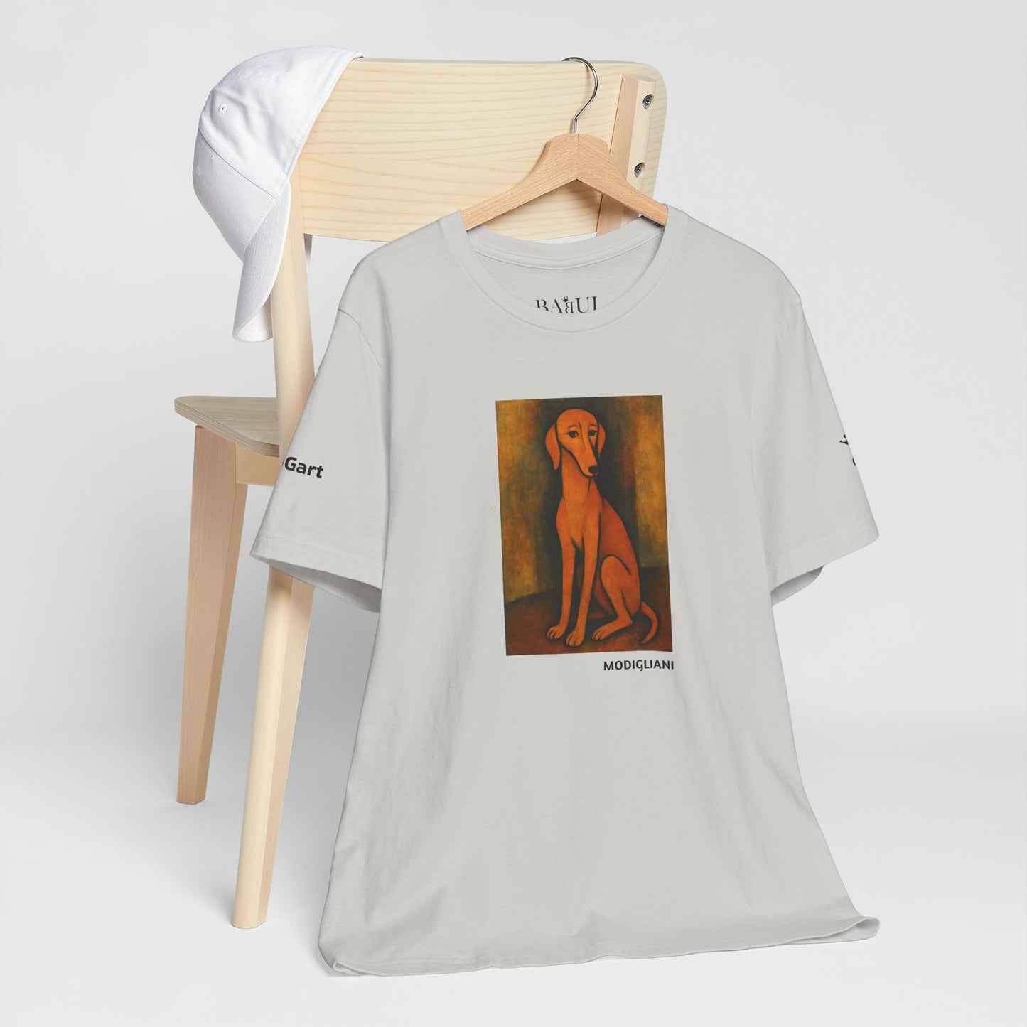 Unisex T-Shirt con cane DOGART  - MODIGLIANI - Un dipinto iconico rivisitato con i cani