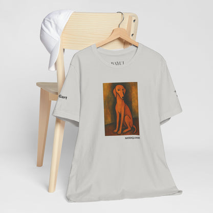 Unisex T-Shirt con cane DOGART  - MODIGLIANI - Un dipinto iconico rivisitato con i cani