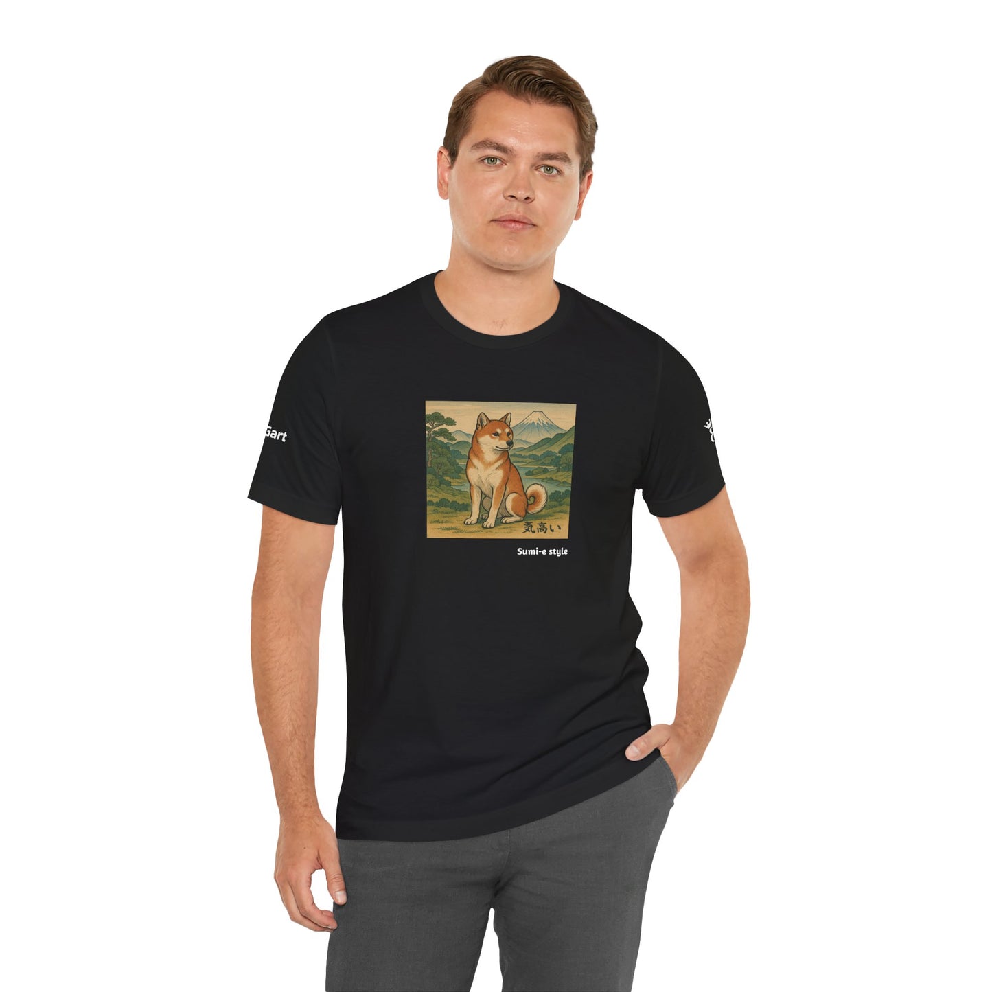 Unisex T-Shirt con cane DOGART - STILE SUMI-E - Dipinto iconico rivisitato con i cani