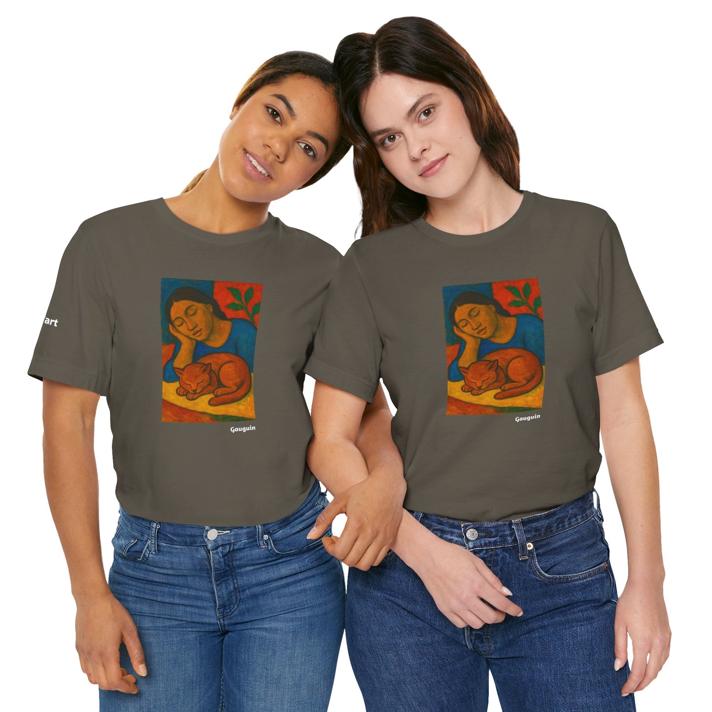 T-shirt unisex CATART - GAUGUIN - Un dipinto iconico rivisitato con i gatti