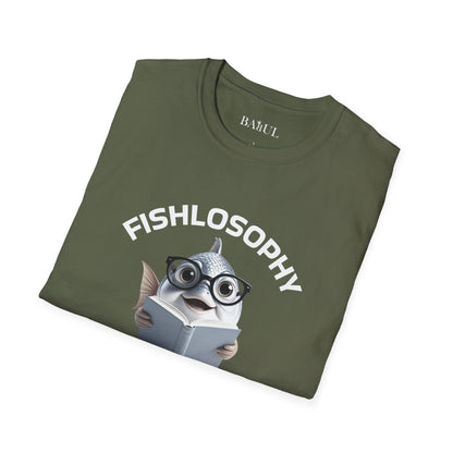 Maglietta unisex Fishlosophy - Design con vibrazioni oceaniche e domande sulla vita - La cura per tutte le malattie è l'acqua salata.