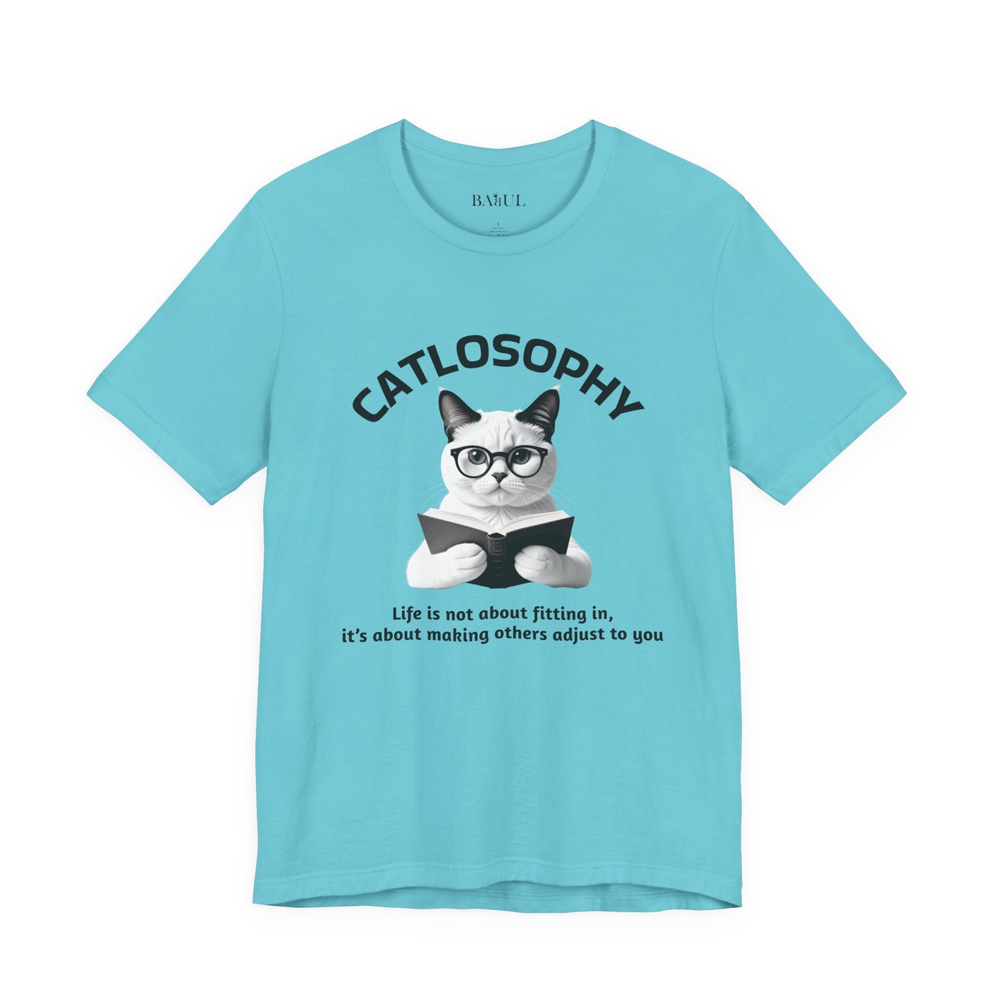 Maglietta a maniche corte unisex Catlosophy – Design "La vita non consiste nell'adattarsi"