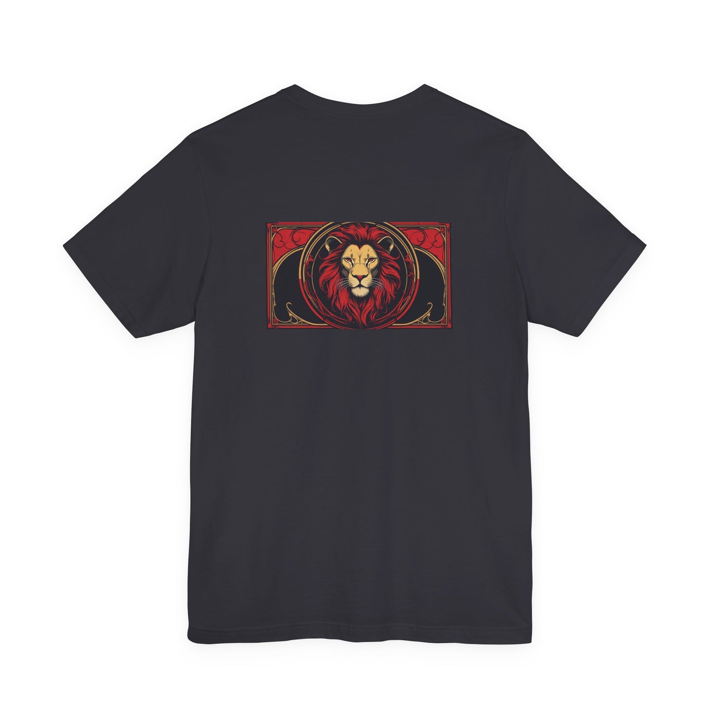 Leone - Zodiaco gotico, maglietta con grafica rossa sul retro. Zodiaco nell'ombra