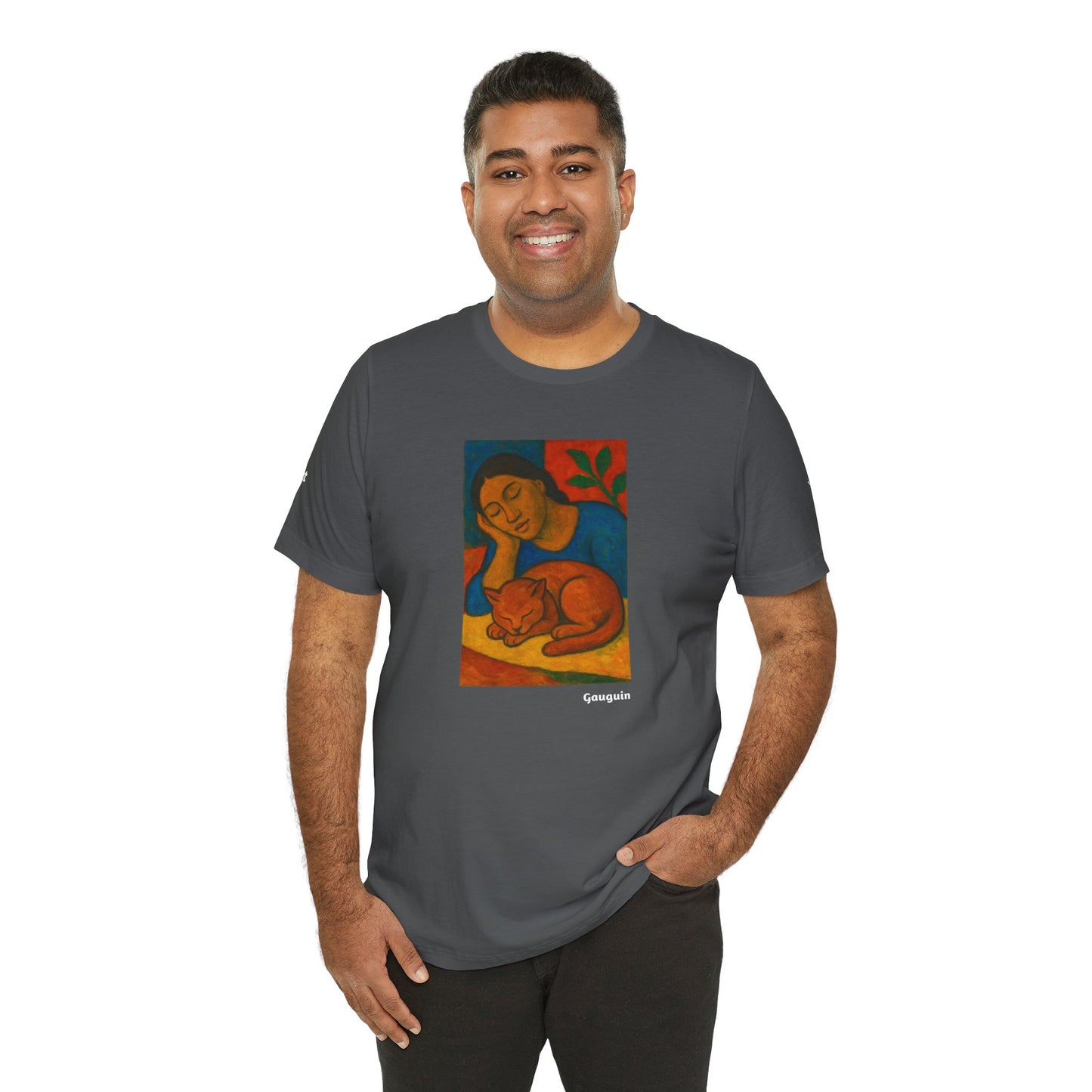 T-shirt unisex CATART - GAUGUIN - Un dipinto iconico rivisitato con i gatti
