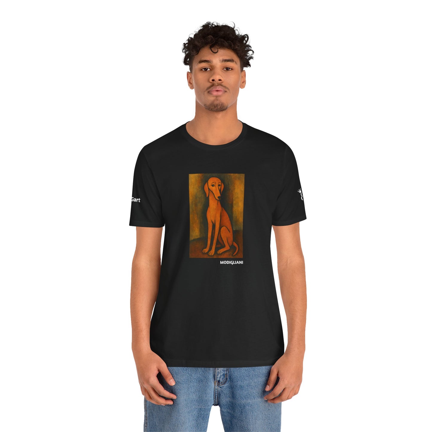 Unisex T-Shirt con cane DOGART  - MODIGLIANI - Un dipinto iconico rivisitato con i cani