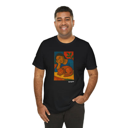 T-shirt unisex CATART - GAUGUIN - Un dipinto iconico rivisitato con i gatti