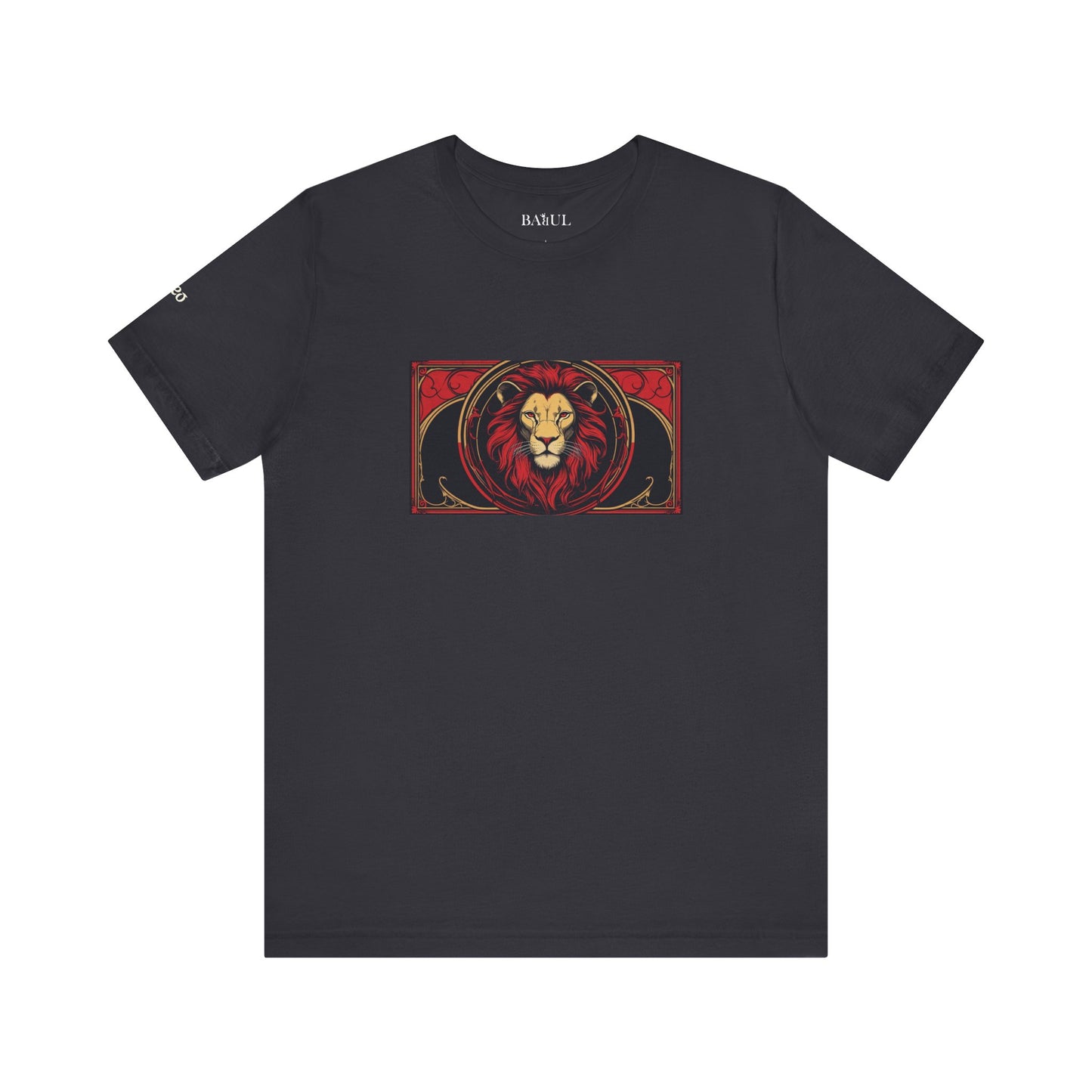 Leone - T-shirt Zodiaco gotico. Grafica rossa sul davanti. Zodiaco nell'ombra.