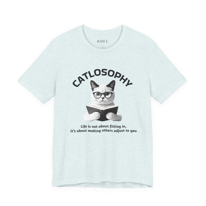 Maglietta a maniche corte unisex Catlosophy – Design "La vita non consiste nell'adattarsi"