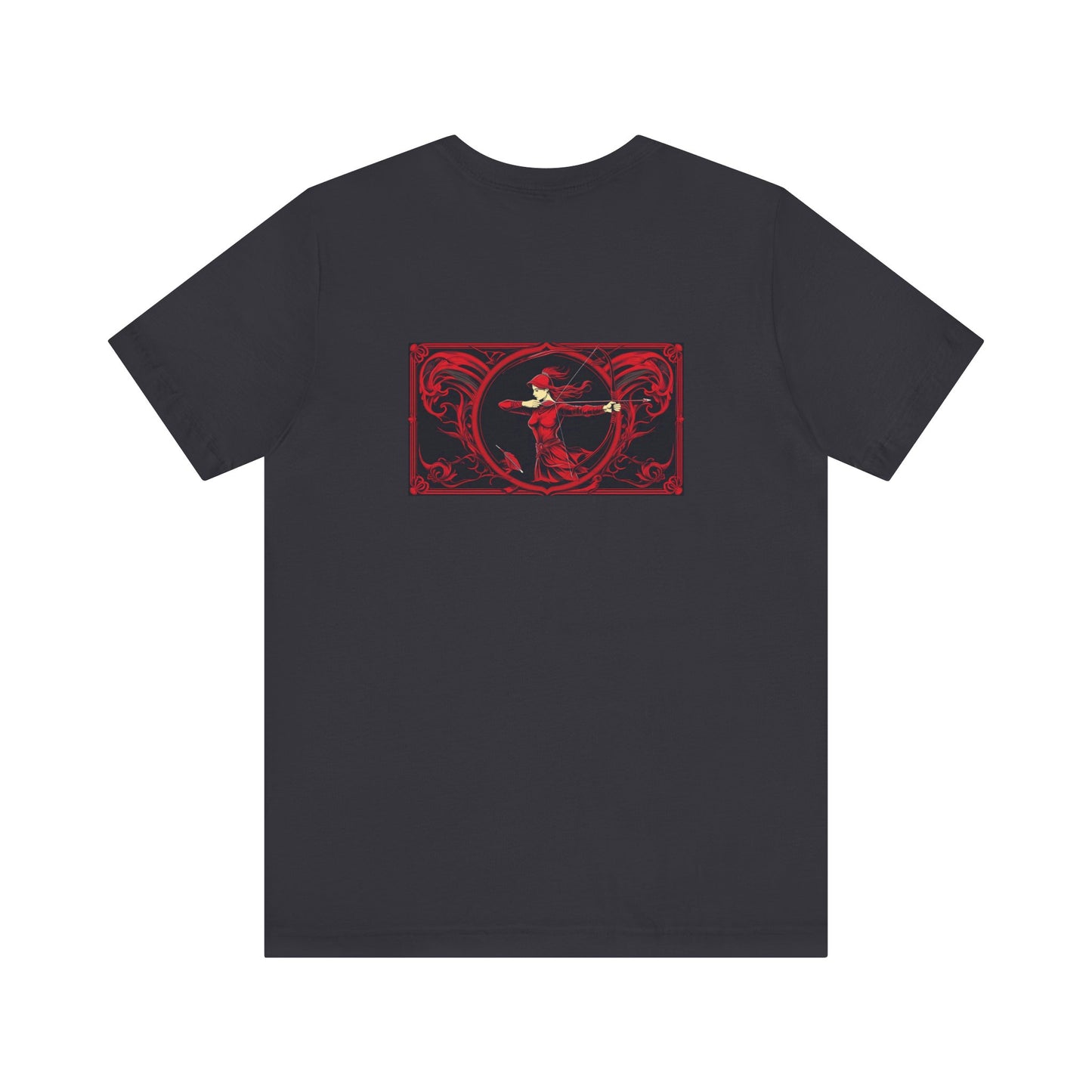Sagittario - Zodiaco gotico, maglietta con grafica rossa sul retro. Zodiaco nell'ombra