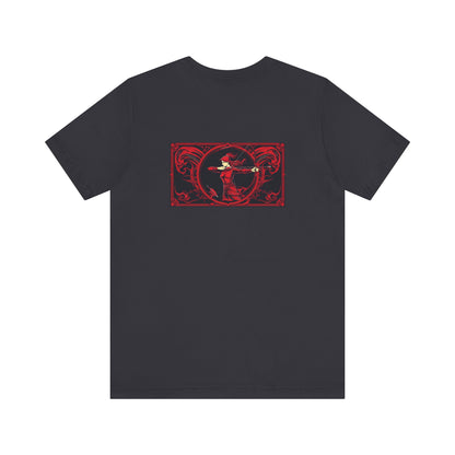 Sagittario - Zodiaco gotico, maglietta con grafica rossa sul retro. Zodiaco nell'ombra