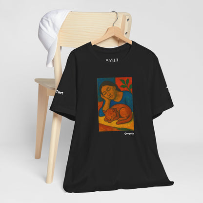 T-shirt unisex CATART - GAUGUIN - Un dipinto iconico rivisitato con i gatti