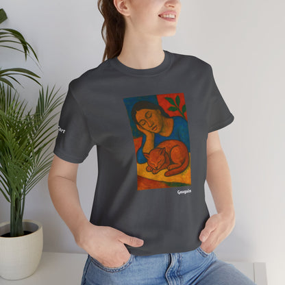 T-shirt unisex CATART - GAUGUIN - Un dipinto iconico rivisitato con i gatti
