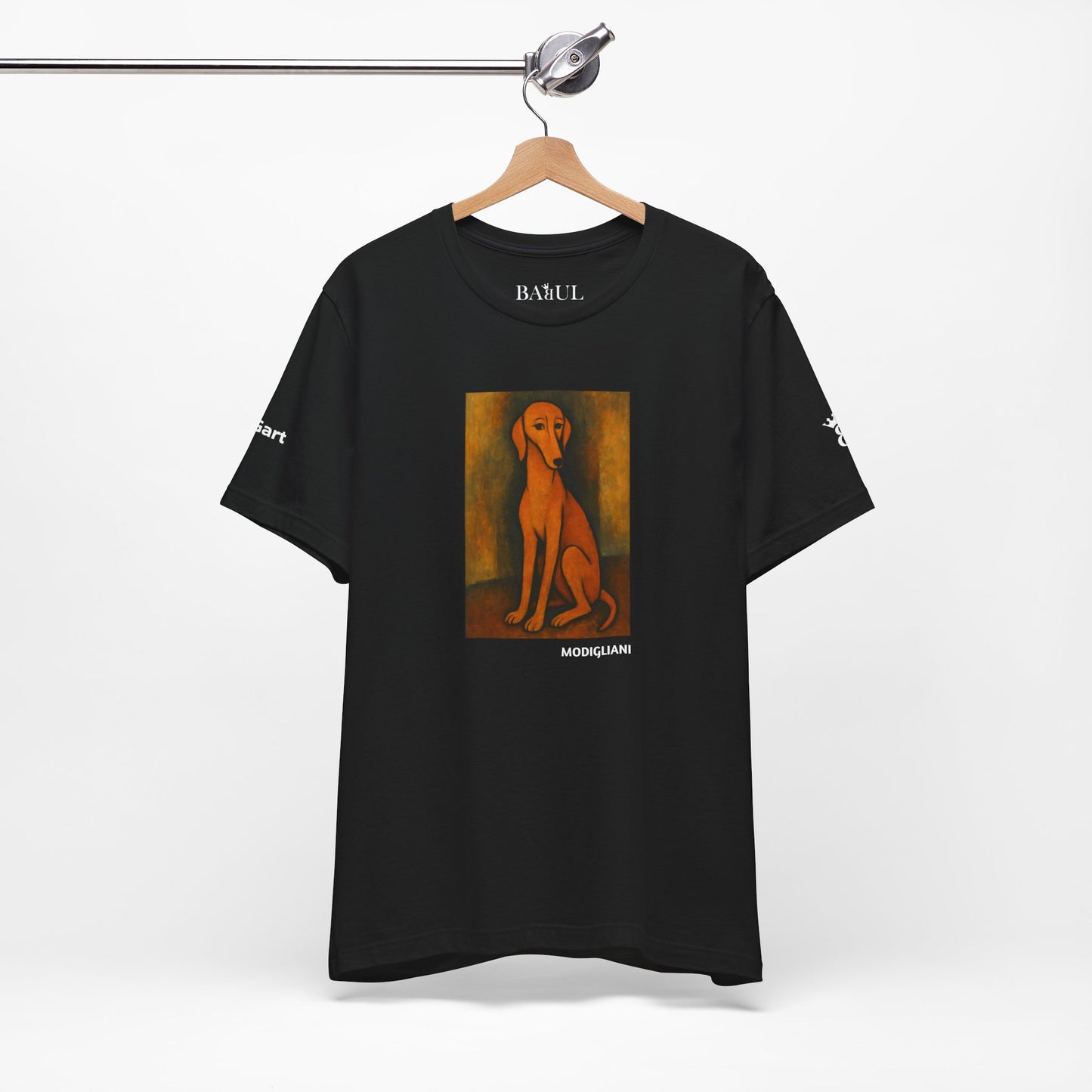 Unisex T-Shirt con cane DOGART  - MODIGLIANI - Un dipinto iconico rivisitato con i cani