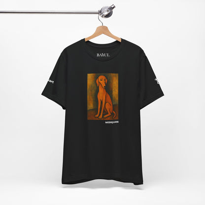 Unisex T-Shirt con cane DOGART  - MODIGLIANI - Un dipinto iconico rivisitato con i cani