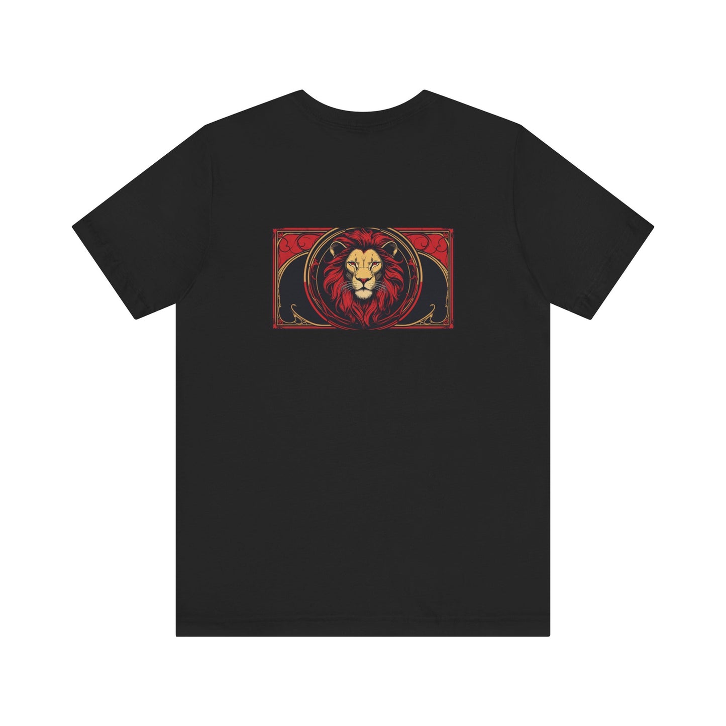 Leone - Zodiaco gotico, maglietta con grafica rossa sul retro. Zodiaco nell'ombra