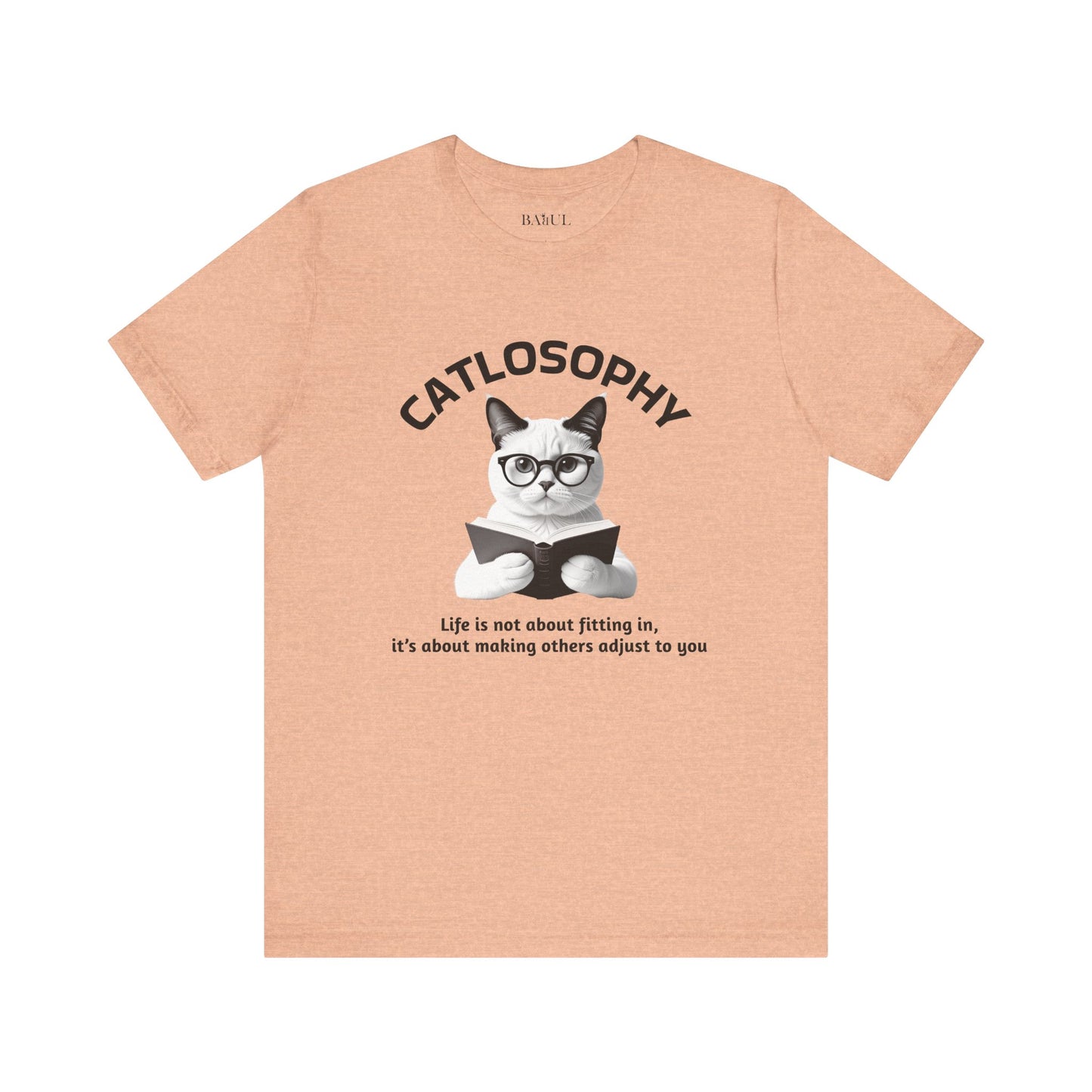 Maglietta a maniche corte unisex Catlosophy – Design "La vita non consiste nell'adattarsi"