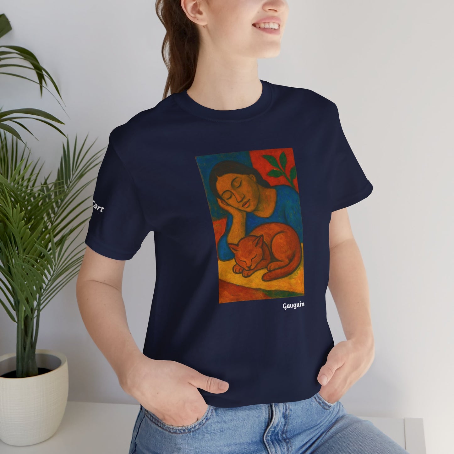 T-shirt unisex CATART - GAUGUIN - Un dipinto iconico rivisitato con i gatti