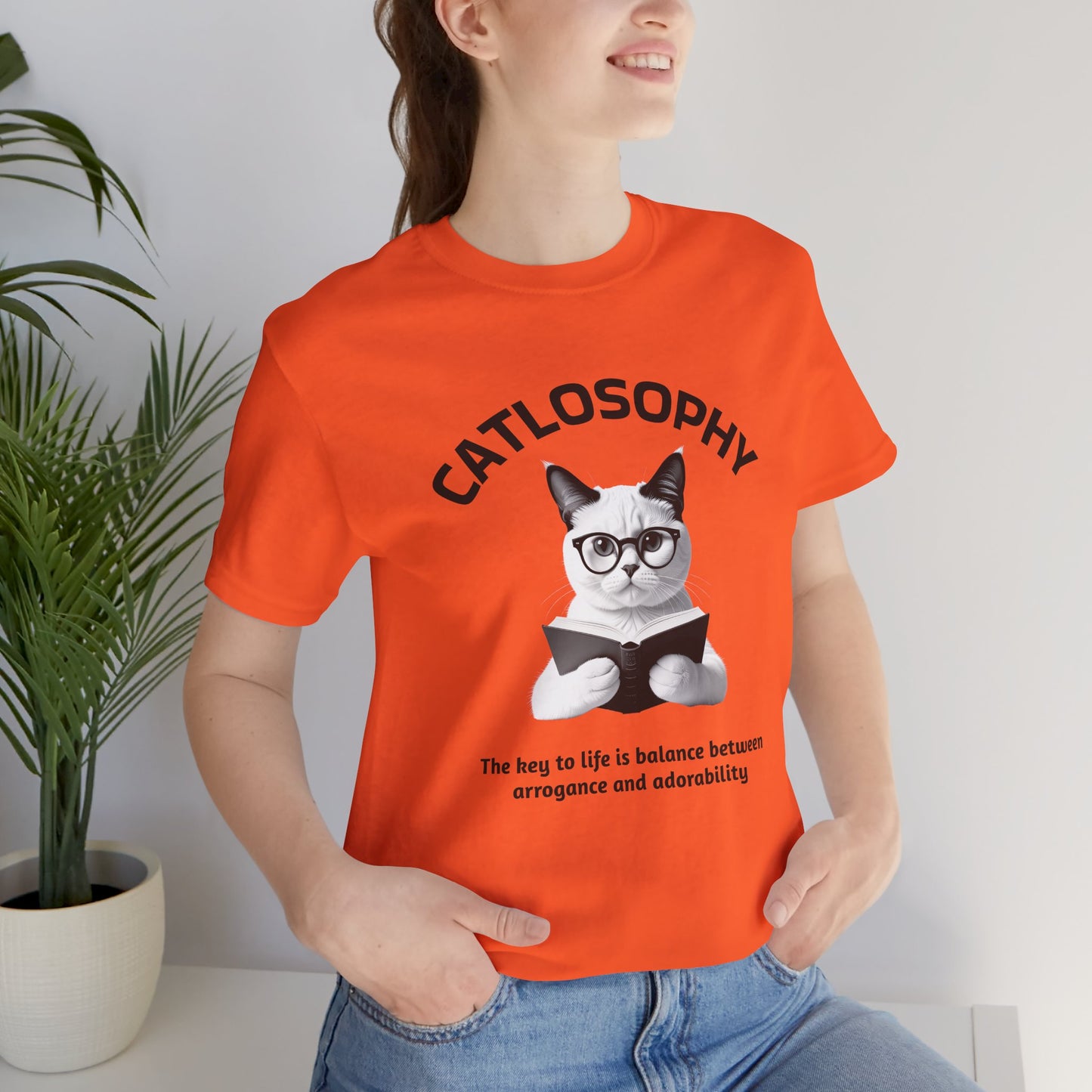 Catlosophy Maglietta unisex a maniche corte in jersey – Design "La chiave della vita"