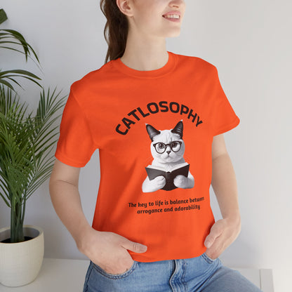 Catlosophy Maglietta unisex a maniche corte in jersey – Design "La chiave della vita"