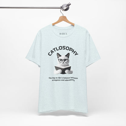 Catlosophy Maglietta unisex a maniche corte in jersey – Design "La chiave della vita"