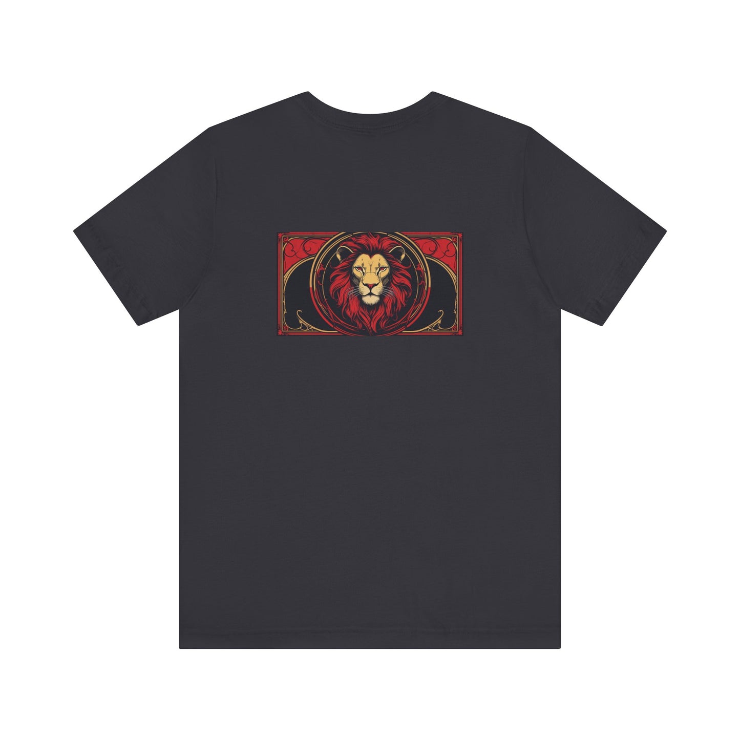 Leone - Zodiaco gotico, maglietta con grafica rossa sul retro. Zodiaco nell'ombra