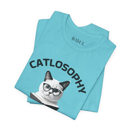 Catlosophy Maglietta unisex a maniche corte in jersey – Design "La chiave della vita"