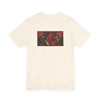 Pesci - Zodiaco gotico, maglietta con grafica rossa sul retro. Zodiaco nell'ombra