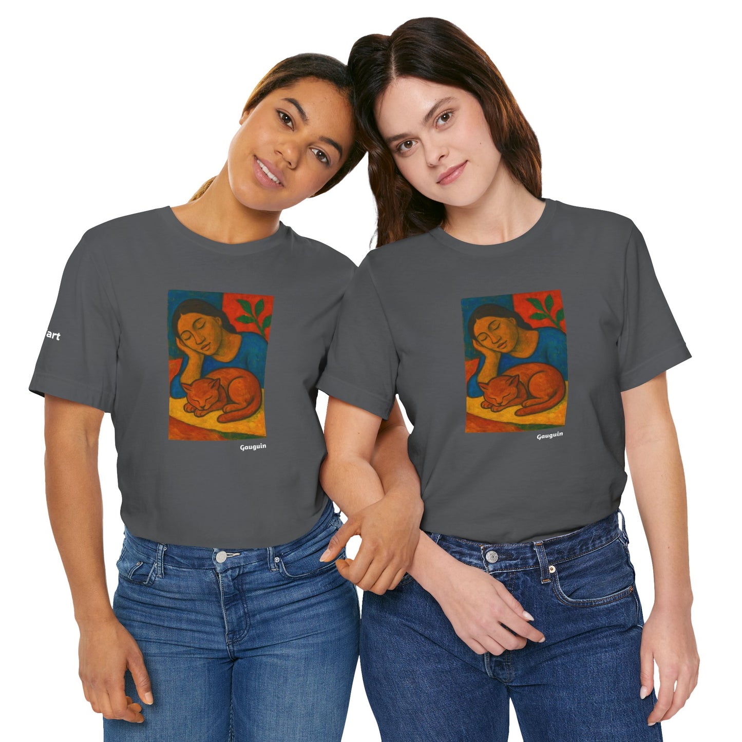 T-shirt unisex CATART - GAUGUIN - Un dipinto iconico rivisitato con i gatti