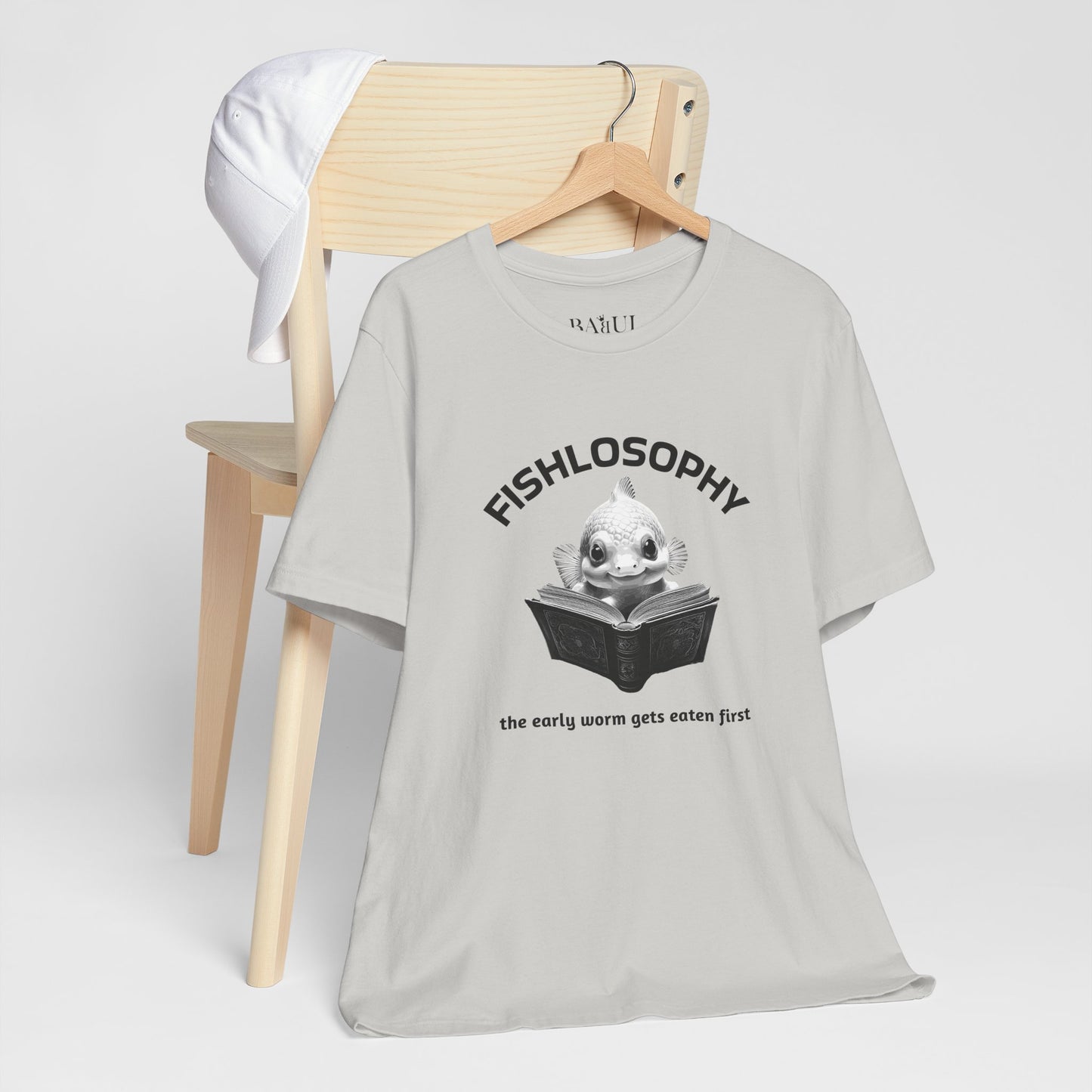 Maglietta a maniche corte unisex Fishlosophy – I vermi che hanno fretta vengono mangiati per primi.