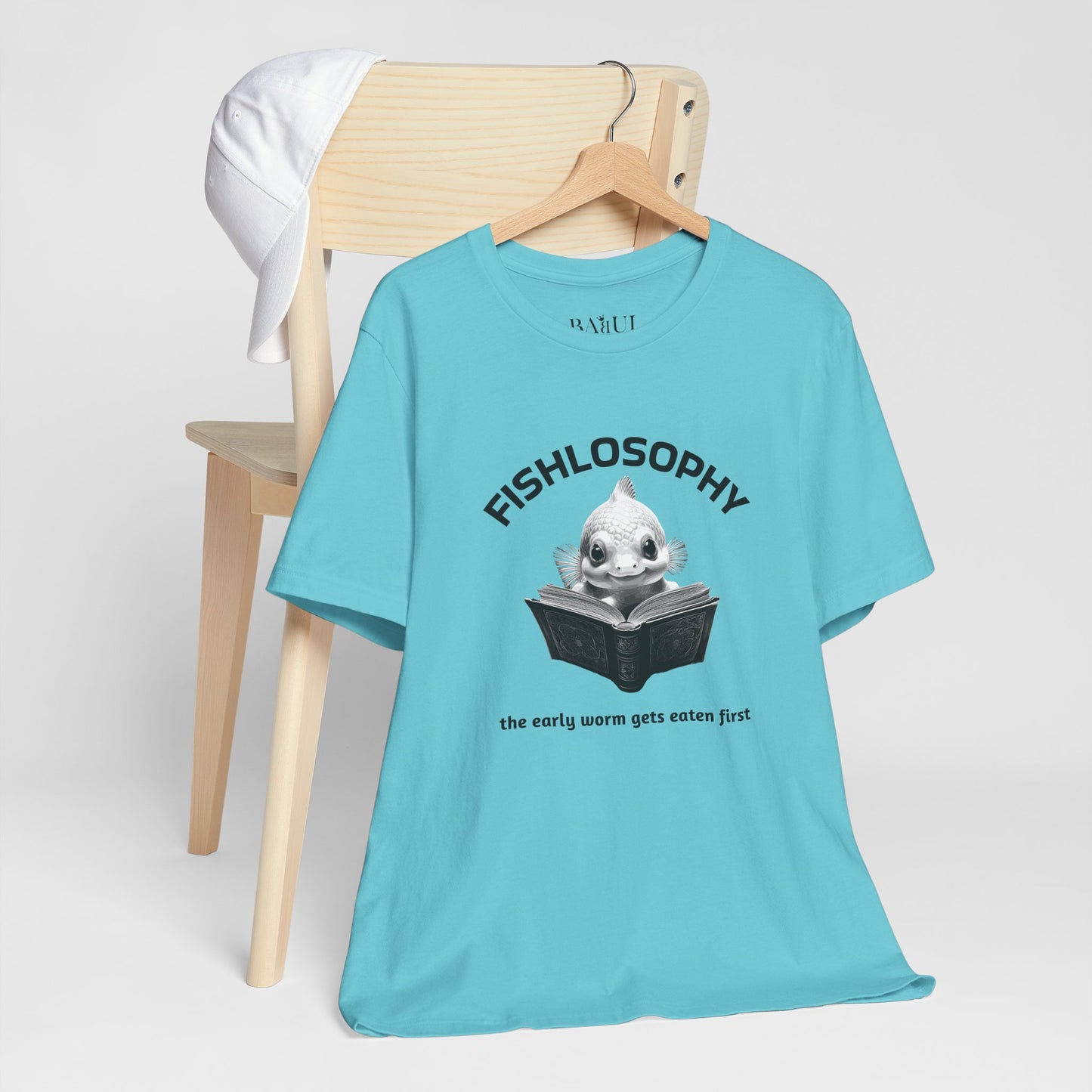 Maglietta a maniche corte unisex Fishlosophy – I vermi che hanno fretta vengono mangiati per primi.